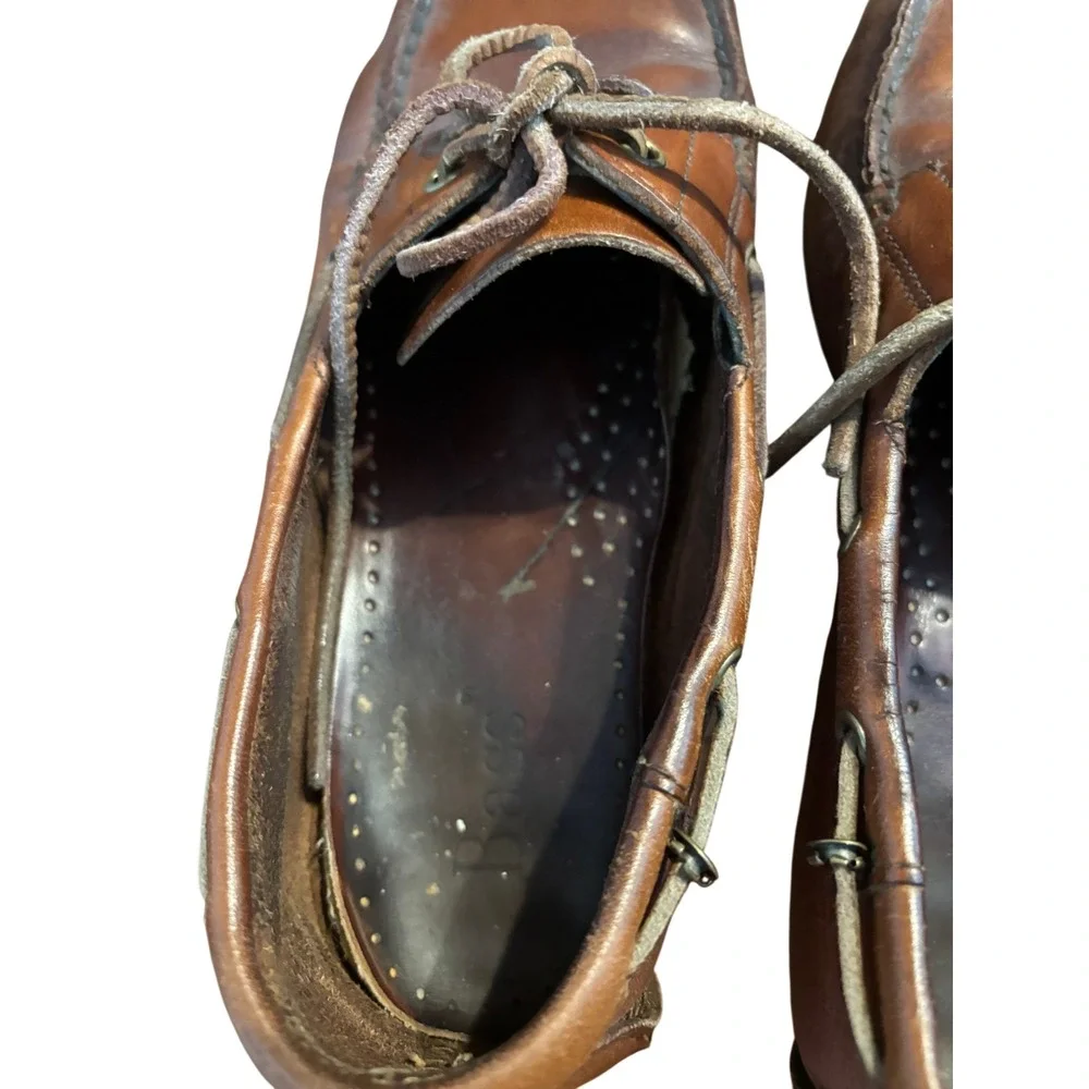 Bass Mens Brown Leather Boat Shoes Moc Toe Deck Shoes Casual Classic 8.5